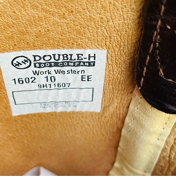 Double-H Boot Men's 12" Leather Western Work Boot 1602 Size 10 EE Black Walnut - Picture 11 of 14